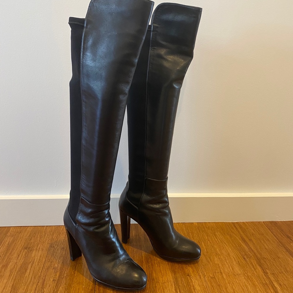 Stuart Weitzman 50/50 heeled OTK black boots 8.5